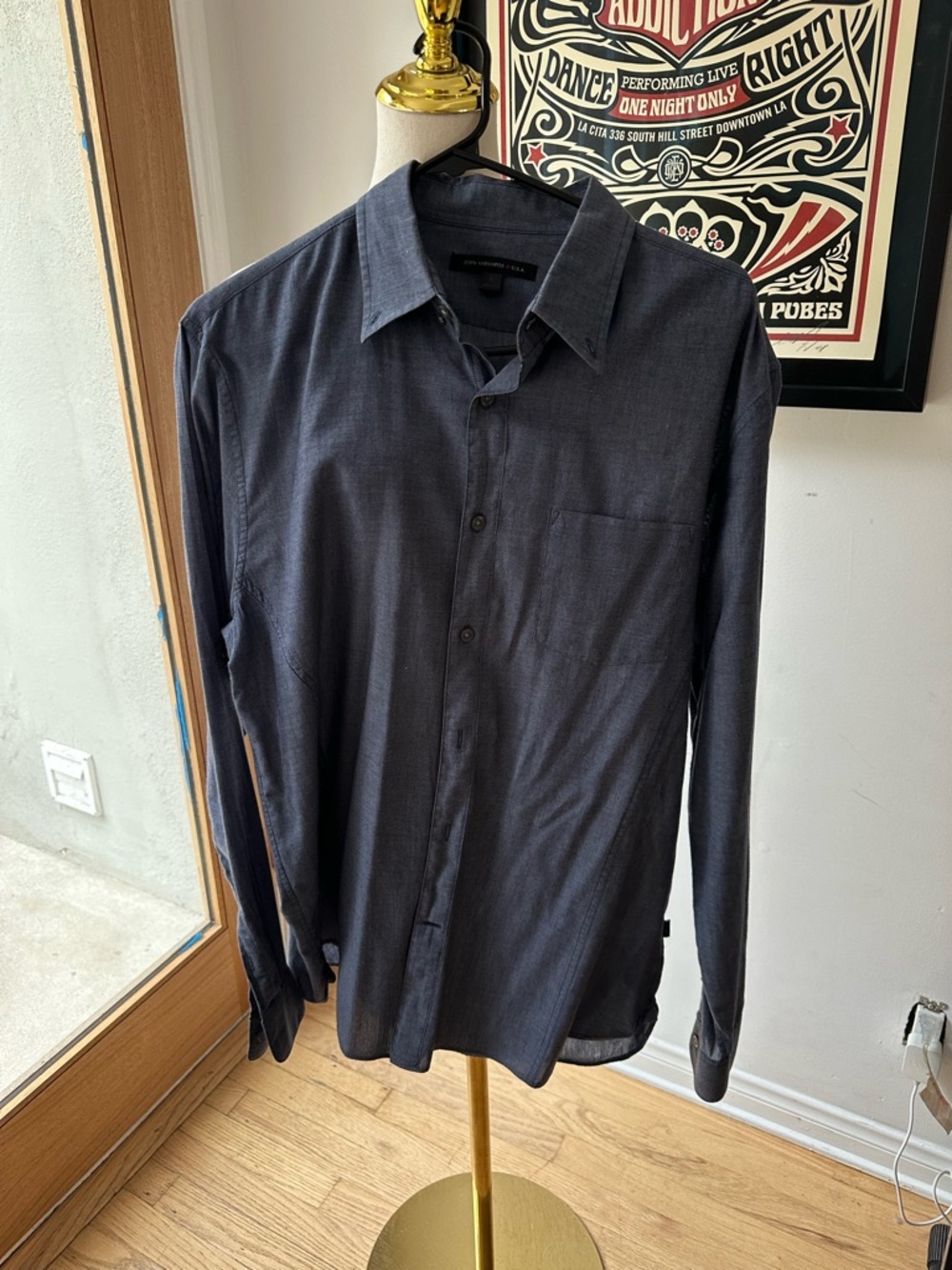 ALLSAINTS Black Button-Up Shirt – Slim Fit – Size L (18.5/104A)
